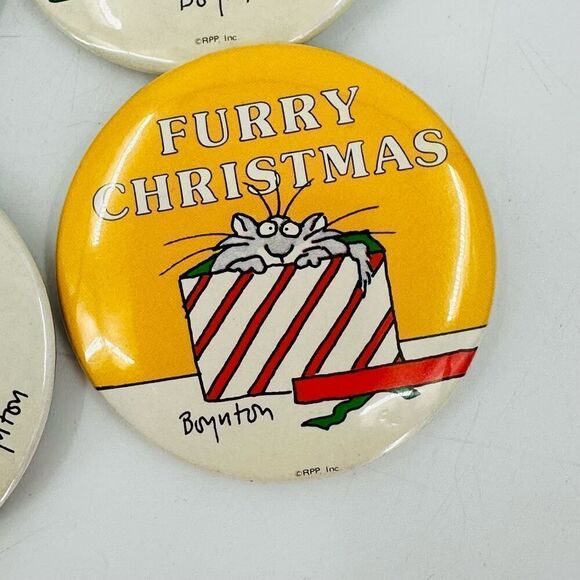 SANDRA BOYNTON Button Pin Lot! Hippo Holidays Furry Christmas HO HO Hum Merry - Picture 4 of 7